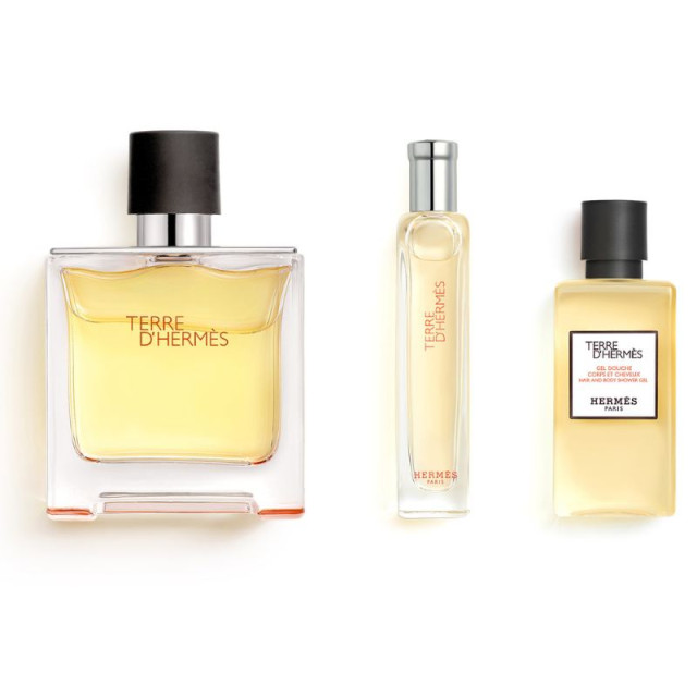 Terre d'Hermès | Coffret parfum avec son vaporisateur de voyage et son gel douche